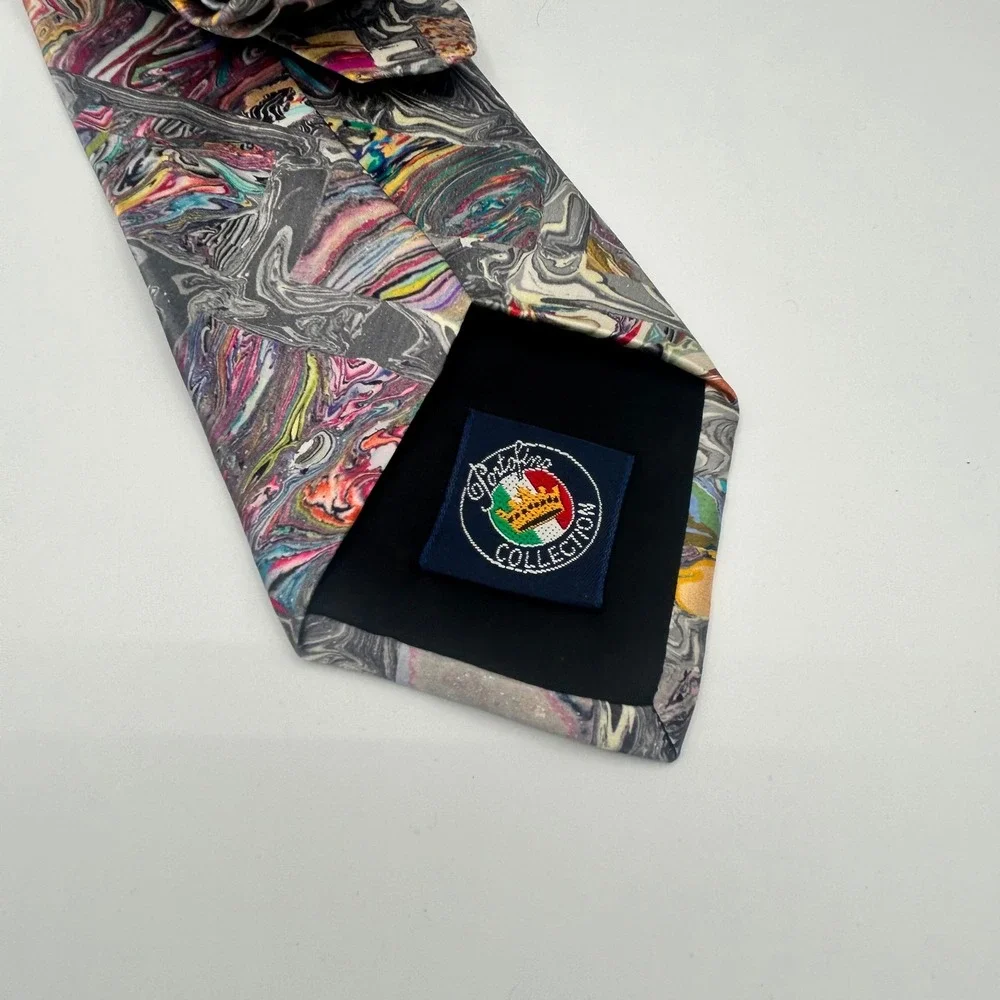 Portofino Collection Mens Silk Tie Marbled Abstract Multicolor Handmade USA